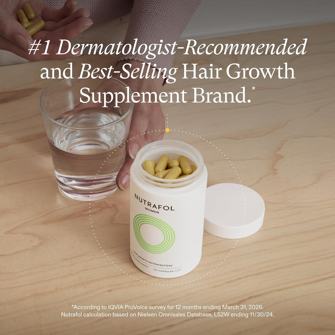 Nutrafol Women's Hair Growth Supplements, Ages 18-44, Clinically Tested for Visibly Thicker and Stronger Hair, Dermatologist Recommended - 1 Month Supply