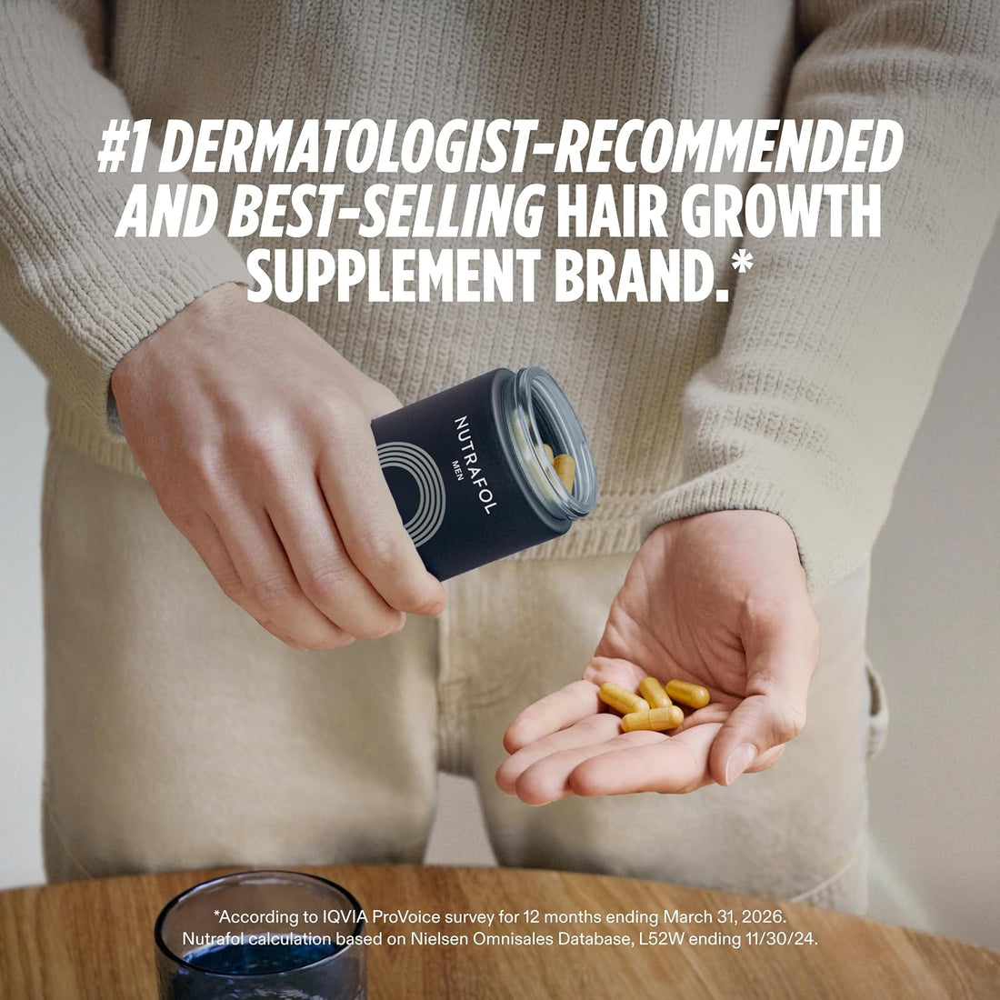 Nutrafol Men's Hair Growth Supplements, Clinically Tested for Visibly Thicker Hair and Scalp Coverage, Dermatologist Recommended - 1 Month